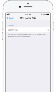 method showing the iPhone searching for hearing aids pair