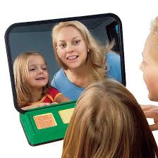 Speech teach portable mirror