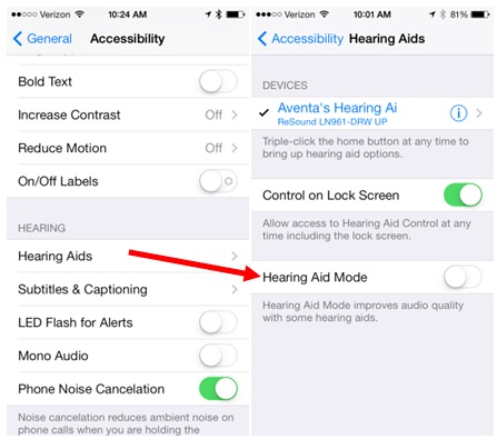 methods to activate hearing aids on iPhone